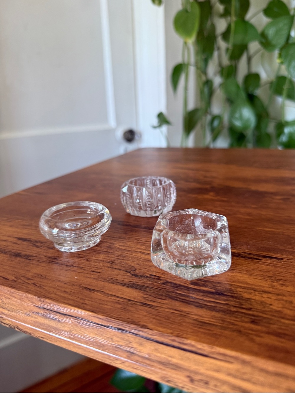 Clear Glass Decorative Tealight Holders - Set of 3 vintage